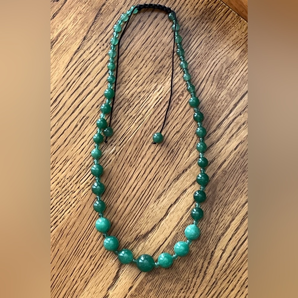 Jade Bead Necklace. Hand strung, adjustable. New, never worn.